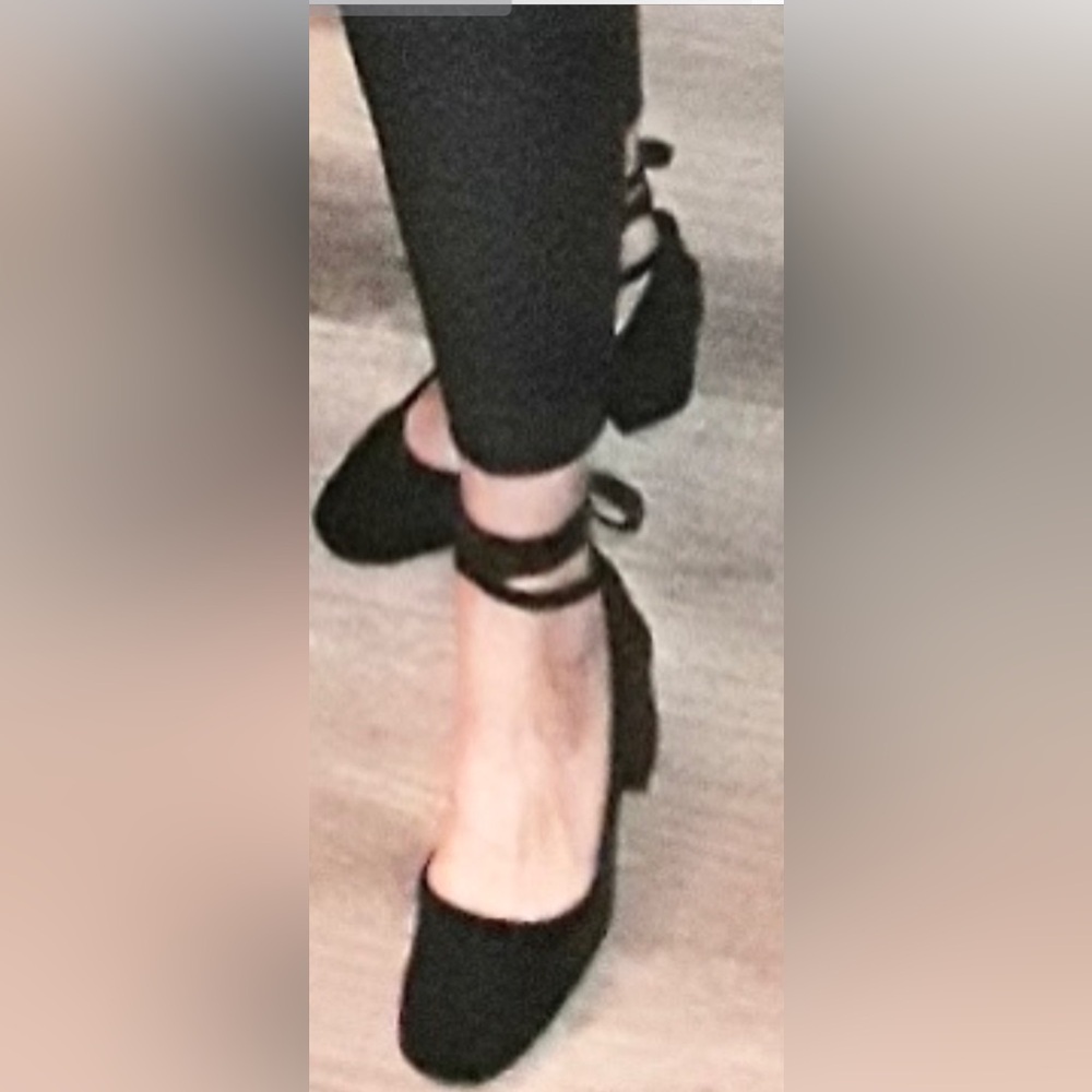 Ankle strap faux suede shoes